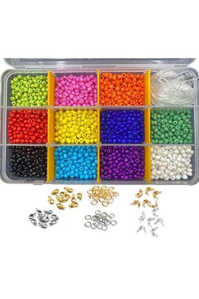 Hedef Bijuteri Kutulu Cam Kum Boncuk Ve Metal Kapama Seti, Takı Yapım Hobi Bo...
