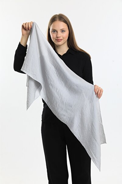 Fular Marketi Voile Scarf (Average 38-150 Cm Narrow Size... Not a Shawl!!!! )Silver Gray