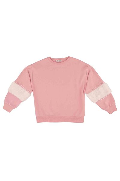 best kids Girl's Powder Block Plush Detailed Sweatshirt
