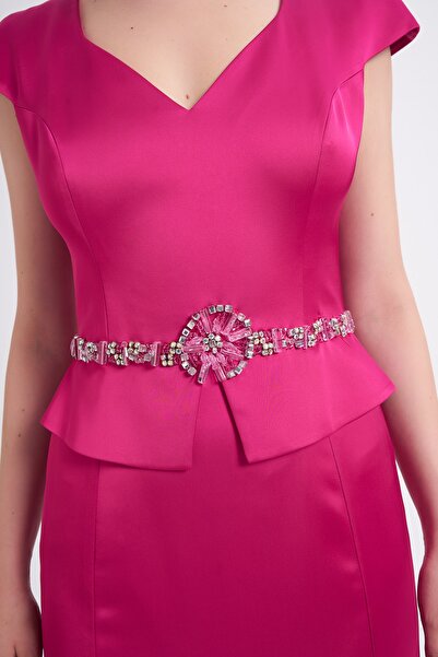 Balizza Kolsuz Belden Aksesuarlı Abiye Elbise