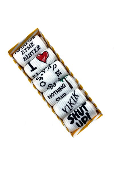 Esinti Erkek Kadın Çorap Soket Uzun Corap Renkli Desenli Çoraplar 6 Adet