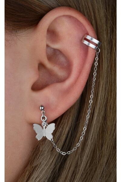 TakıConcept Üstten Deliksiz Kelebek Kıkırdak Küpe