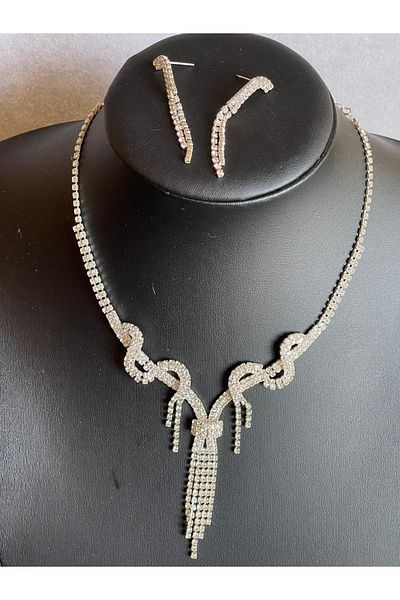 Gönülden Tasarım Zircon Stone Design Necklace Earring Jewelry Set Wedding Engagement Promise Set