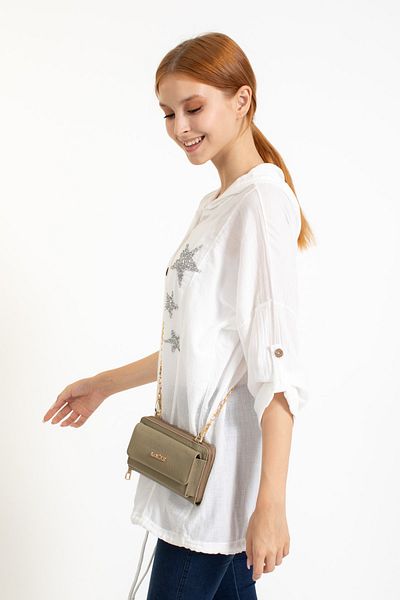 Armine 324 Laser Women's Shoulder Bag, Crossbody Bag Khaki