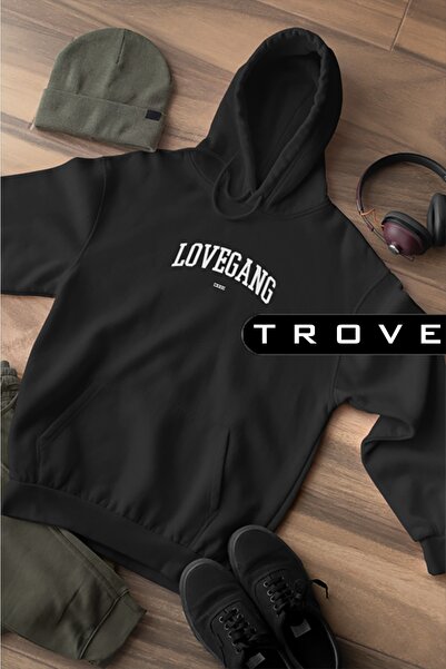 TROVE Unisex Γυναικείες άντρες Lovegang Love Gang Lover Δώρο Μαύρο φούτερ με ...