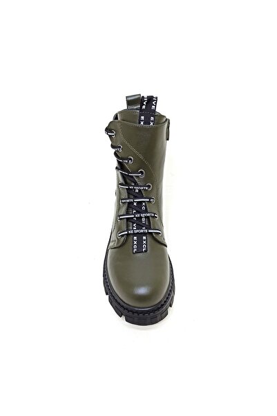 ALBİNİ Haki Yeşil Deri Kadın Postal Bot Ayakkabı