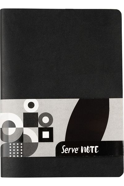 Serve Black A5 Lined Flexible Cover Notebook