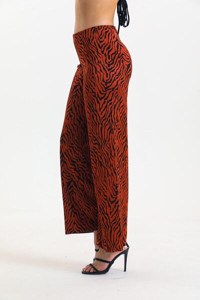 AS Anita Store Zebra Pattern Wide Leg Wide Leg Trousers