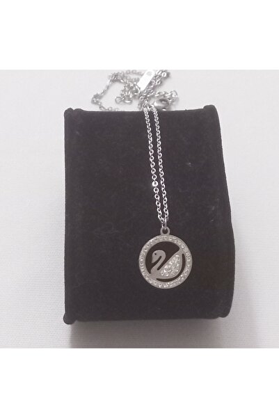 FAMİLY Kuğu Temalı Zirkon Taşlı Silver Renk Paslanmaz Ve Kararmaz Çelik Kolye