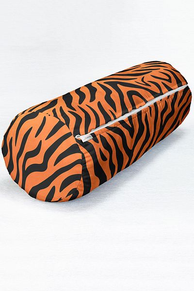 Realhomes Zippered Suede Cylinder Circle Pillow Throw Pillow with Black Zebra Motif on Colorful Background