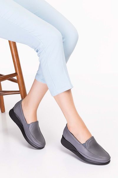 Gondol Pantofi clasici cu talpă ortopedică din piele naturală Ndr.3601 - Gri - 38