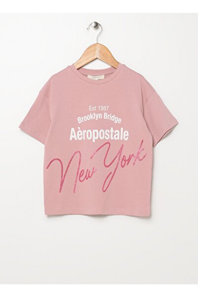 Aeropostale Varaklı Pembe Kız Çocuk T-shirt 22wag44