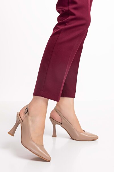 Gondol Kadın Hakiki Deri Stiletto Ayakkabı Şhn.824 - Vizon - 37