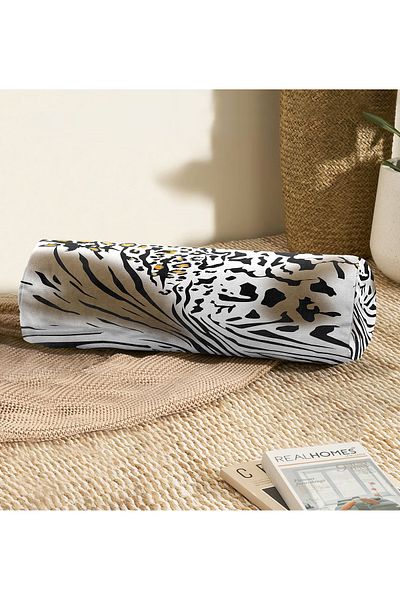 Realhomes Zebra Leopard Pattern Digital Printed Modern Inner Filled Suede Cylinder Pillow Throw Pillow - Waist Pillow
