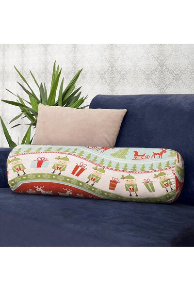 Realhomes Renkli Yılbaşı Motifleri Dekoratif Iç Dolgulu - Fermuarlı Süet Sili...