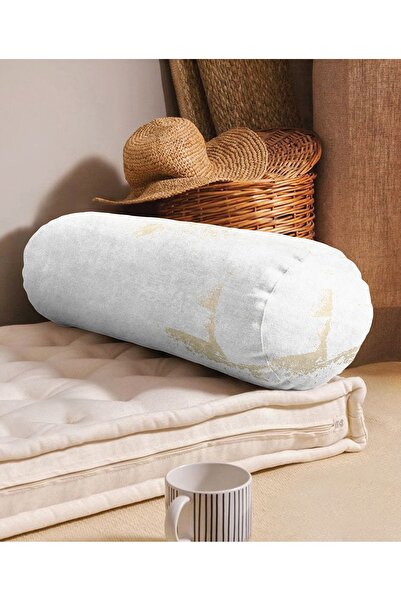 Realhomes Beyaz Zemin Gold Detaylı Dijital Baskılı Modern Iç Dolgulu Süet Sil...