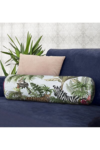 Realhomes Tropical Animal & Leaf Motif Digital Printed Inner Filled - Μαξιλάρ...