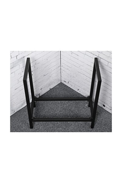 Ajuny Odunluk Şömine Yanı Odun Rafı Siyah Metal Odun Deposu 60 X 60 X 30cm Dayanıklı Tasarım Esneme Yapmaz