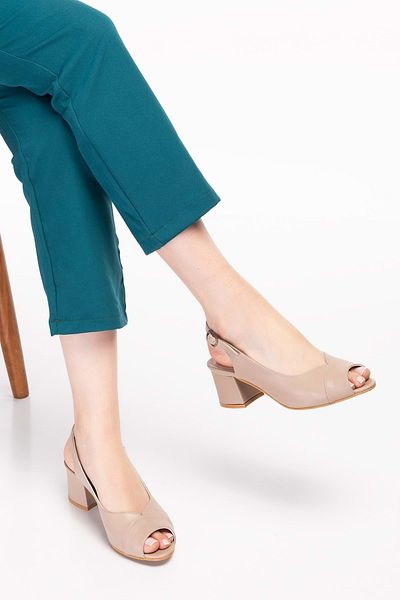 Gondol Women's Genuine Leather Classic Heeled Shoes Şhn.836 - Mink - 38