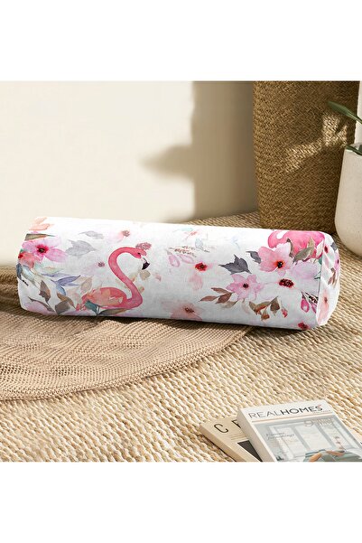 Realhomes Pernă cilindru multifuncțional cu fermoar, umplută interioară, imprimată digitală cu model Flamingo Pernă de aruncare