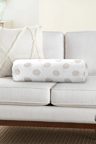 Realhomes Gri Renkli Puantiyeli Dijital Baskılı Dekoratif Iç Dolgulu Fermuarl...