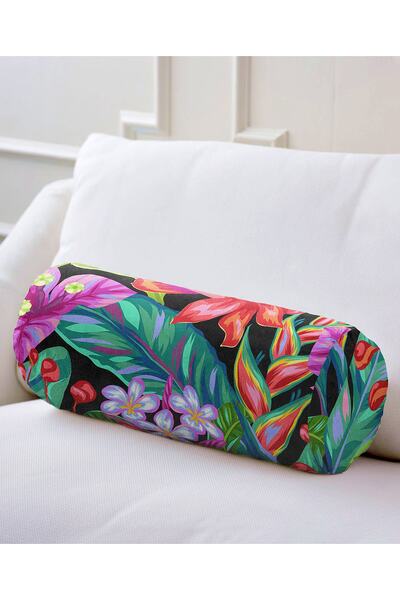 Realhomes Yaprak Motifli Dijital Baskılı Modern Iç Dolgulu - Fermuarlı Süet S...