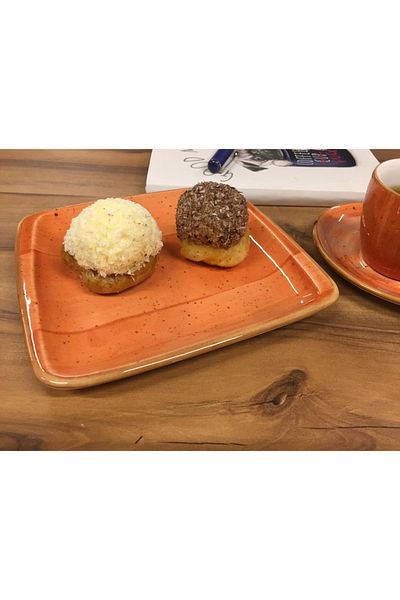 İkram Dünyası Terracota Snack, Turkish Coffee, Espresso, Teacup and Snack Plate Set of 2