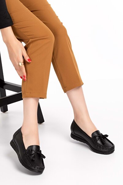 Gondol Hakiki Deri Günlük Rahat Loafer Ayakkabı Pyt.1200 - Siyah Cilt - 37