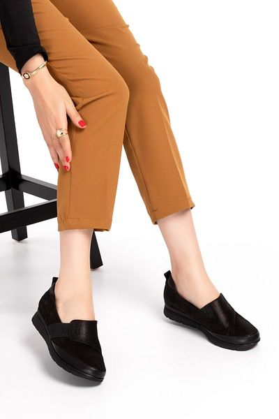 Gondol Pantofi casual de damă din piele naturală cu talpă moale anatomică Pyt.1205 - sclipici negru - 37