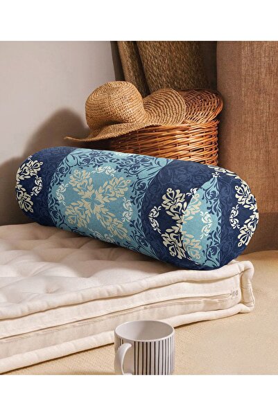 Realhomes Mavi Etnik Desen Dijital Baskılı Modern Iç Dolgulu Yumuşak Silindir...