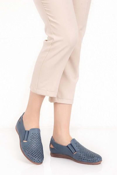 Gondol Women's Blue Genuine Leather Orthopedic Sole Casual Shoes Esfa.152y - - 40