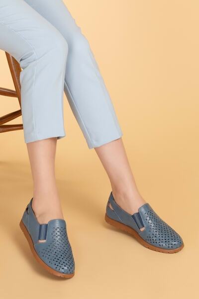 Gondol Pantofi de damă, albastru, din piele naturală, cu talpă ortopedică, Esfa.152y - - 40