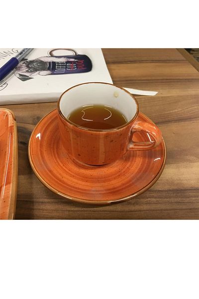 İkram Dünyası Terracota Snack, Turkish Coffee, Espresso, Teacup and Snack Plate Set of 2