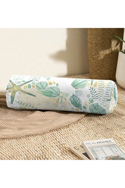 Realhomes Fotoliu din piele întoarsă cu fermoar perna cilindru perna cu model...