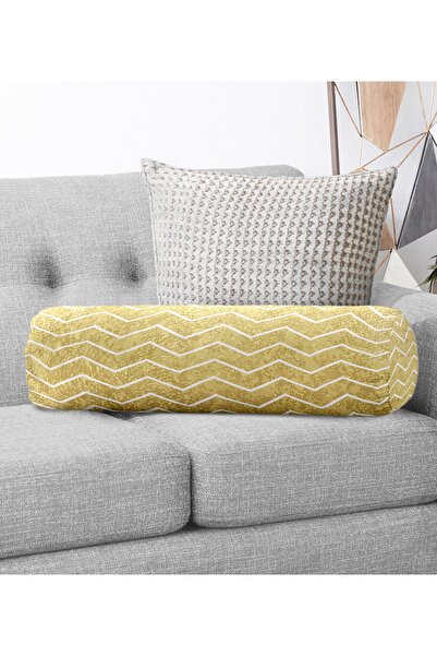 Realhomes Beli cilindrični jastuk od antilopa sa geometrijskim uzorkom, sa za...