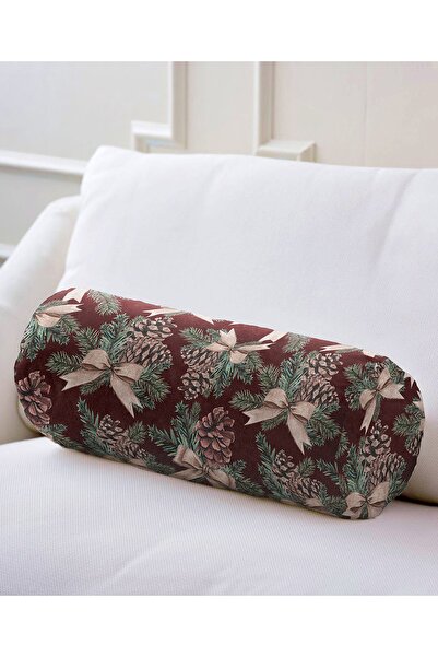 Realhomes Kahve Zemin Kozalak Tasarımlı Dekoratif Iç Dolgulu - Fermuarlı Süet...