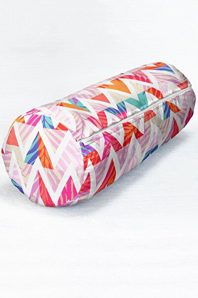 Realhomes Geometrik Desenli Renkli Zeminli Modern Iç Dolgulu - Fermuarlı Süet...