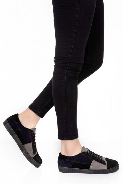 Gondol Pantofi sport negri din piele naturală de damă