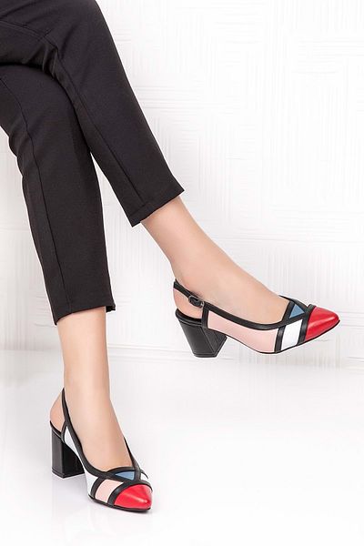 Gondol Pantofi cu toc colorați din piele naturală Şhn.75 - Multi - 38