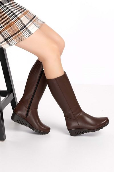 Gondol iHot Inner Lining Wedge Sole Boots-gndl.2007 - Καφέ - 36