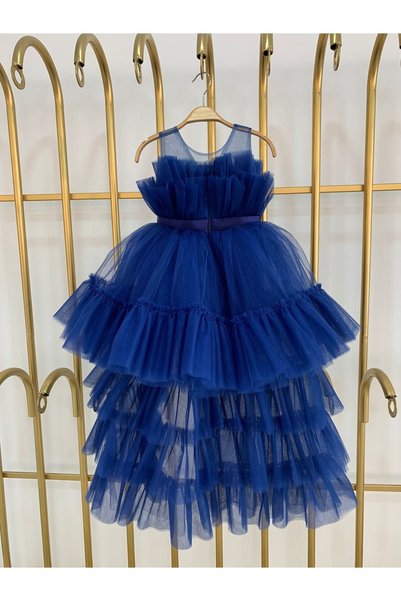 shopland Girl's Tailed Fluffy Princess Model Luxury Tutu Skirt Tutu Body Ribbon Belt Evening Dress