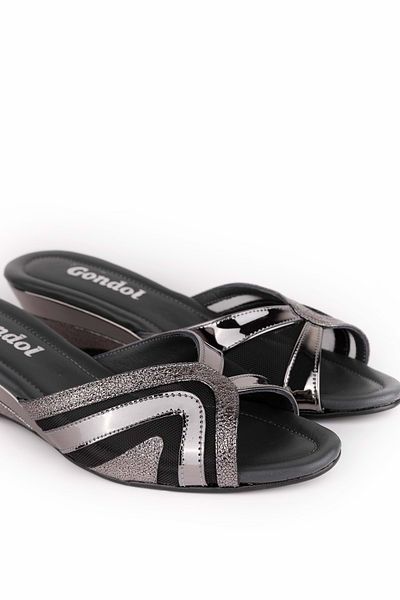Gondol Papuci de casă din piele naturală gri pentru femei