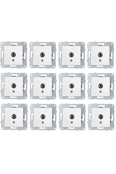 Netelsan Byobu 12 Pieces White Satellite Socket with F Connector Frameless