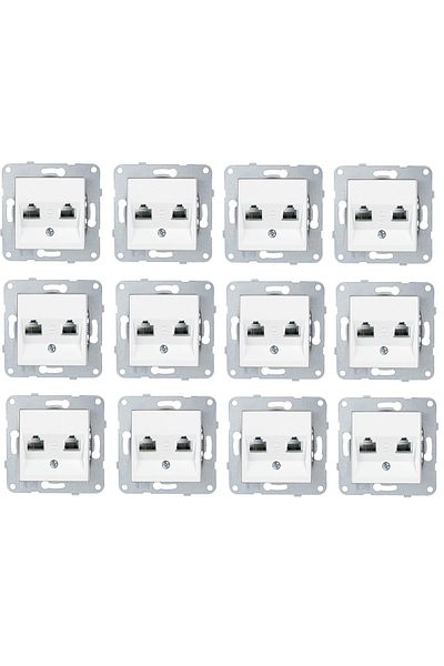 Netelsan Byobu 12 Pieces White Data-numeris Phone Socket (cat3-cat6) Frameless