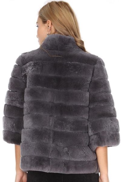 Derimont's Genuine Leather Gray Fur Women's Leather Coat