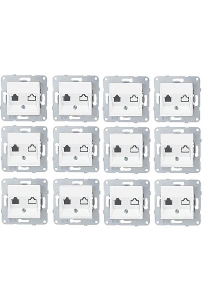 Netelsan Byobu 12 Pieces White Data Socket Without Jacks Without Frame