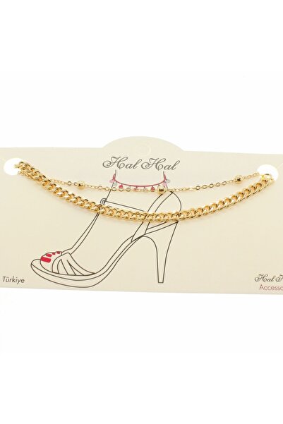 X-Lady Accessories Altın Renk Top Ve Cadena Zincir Halhal - 1912