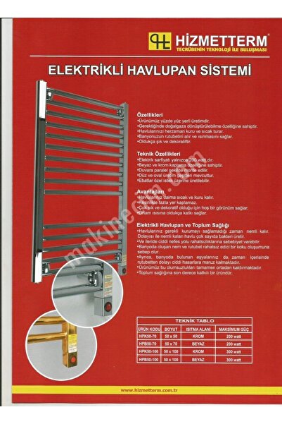 Hizmetterm Elektrikli Havlupan 50x110 Krom 350 Watt 55c Termostatlı