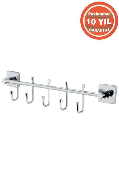 ÇELİK BANYO Paslanmaz Pirinç Vizyon 5^li Kancalı Askılık Havlu Askısı