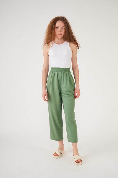 Mevra Elastic Waist Trousers Çağla